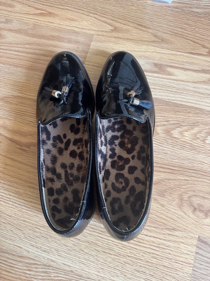 Siyah Leopar Desenli Püsküllü Topuklu Kadın Ayakkabı - Görsel 4