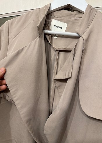 Bej Uzun Kesim Kadın Trençkot - Görsel 2