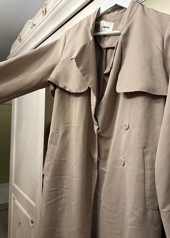 Bej Uzun Kesim Kadın Trençkot - Görsel 4