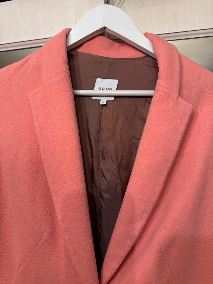 Pembe Uzun Kadın Klasik Kesim Kaban - Görsel 2