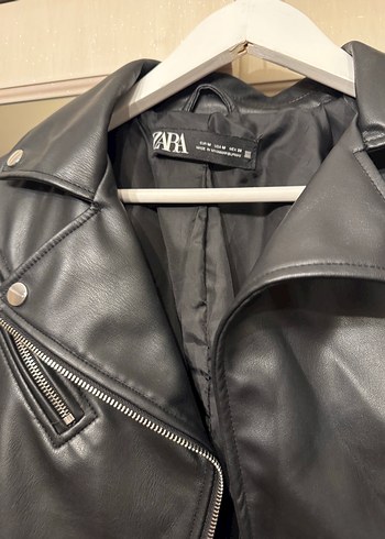 Siyah Deri Biker Ceket Tokalı - Görsel 2