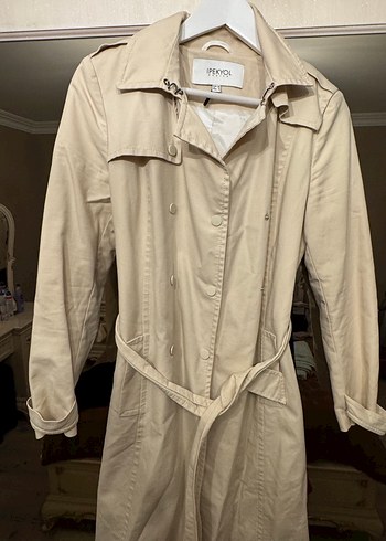 Bej Midi Kemerli Kadın Trençkot - Görsel 4