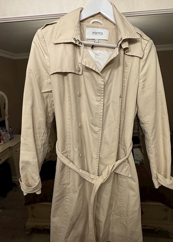 Bej Midi Kemerli Kadın Trençkot - Görsel 3