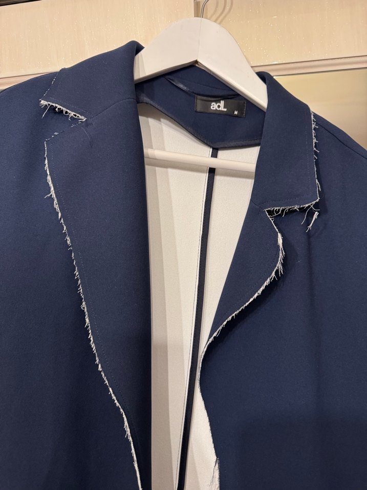 Mavi Parlak Midi Kadın Ceket - Görsel 5