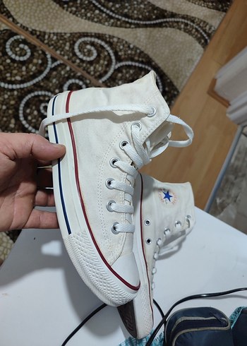 Beyaz Elastik Bağcıklı Converse - Görsel 6