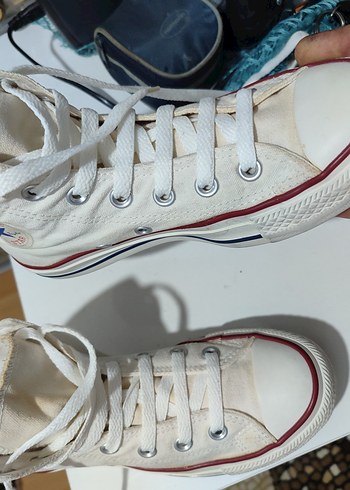 Beyaz Elastik Bağcıklı Converse - Görsel 7
