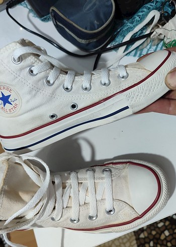 Beyaz Elastik Bağcıklı Converse - Görsel 8