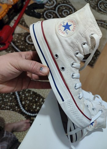 Beyaz Elastik Bağcıklı Converse - Görsel 5