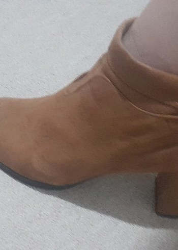 Bej Süet Bohem Tarzı Topuklu Kadın Bot - Görsel 3