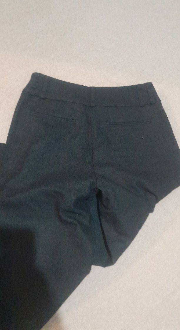 Kadın  siyah Denim Kemerli Midi Kumaş Pantolon - Görsel 4