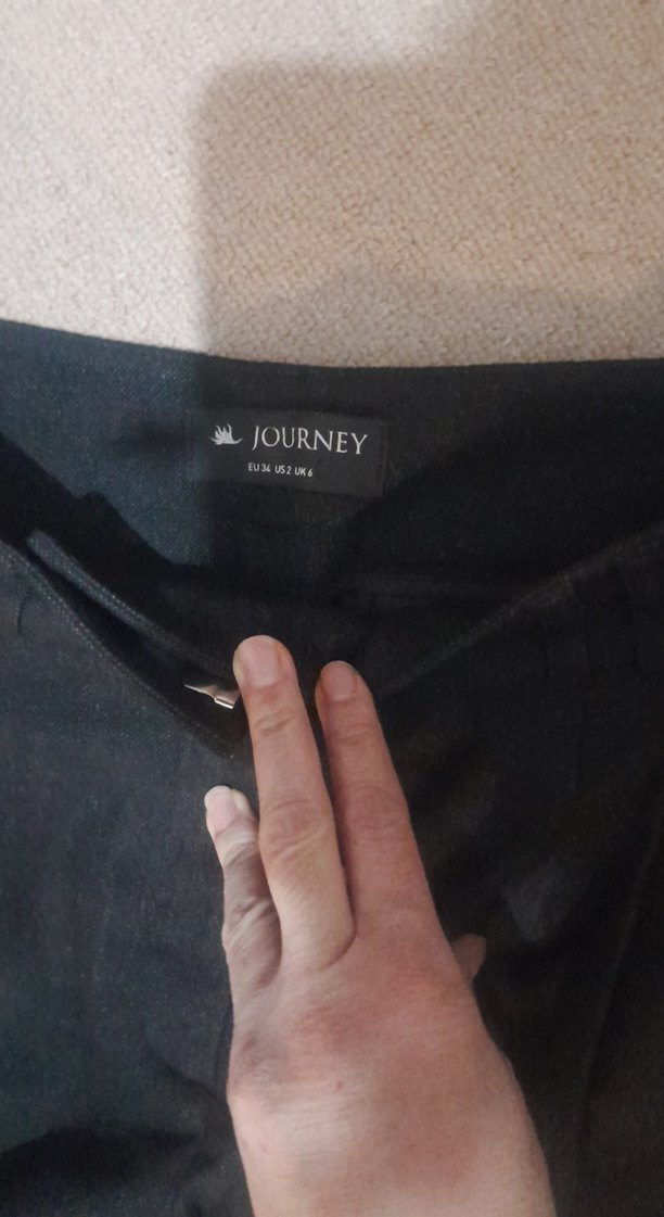 Kadın  siyah Denim Kemerli Midi Kumaş Pantolon - Görsel 3