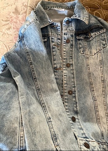 Düğmeli Mavi Denim Kadın Ceket - Görsel 3