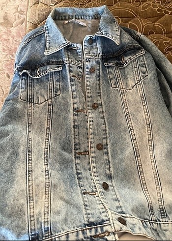 Düğmeli Mavi Denim Kadın Ceket - Görsel 4