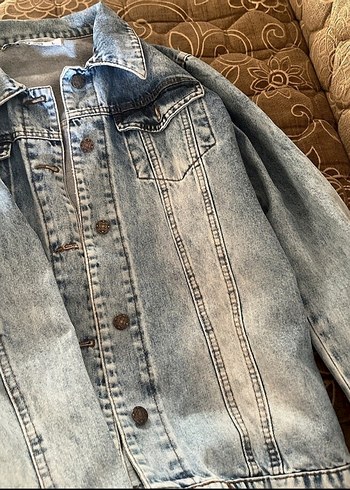 Düğmeli Mavi Denim Kadın Ceket - Görsel 2