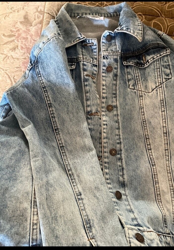 Düğmeli Mavi Denim Kadın Ceket - Görsel 3