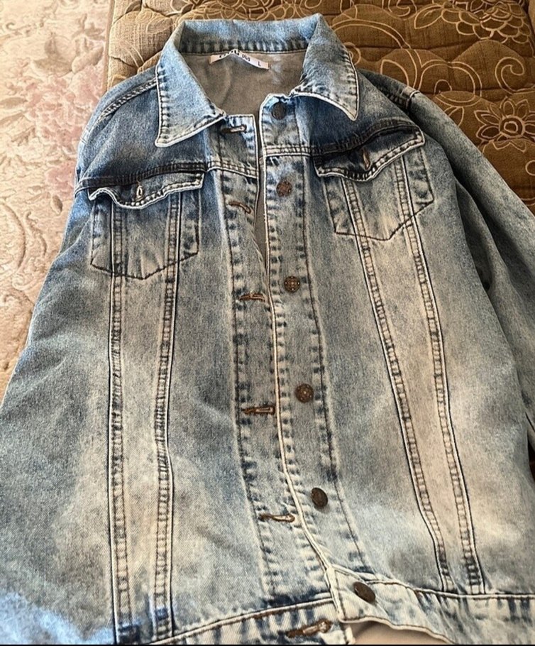 Düğmeli Mavi Denim Kadın Ceket - Görsel 4