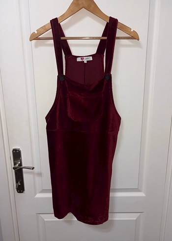 Bordo Süet Koton Salopet Elbise - Görsel 3