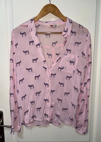 Koton Pembe Şifon Gömlek - Görsel 3