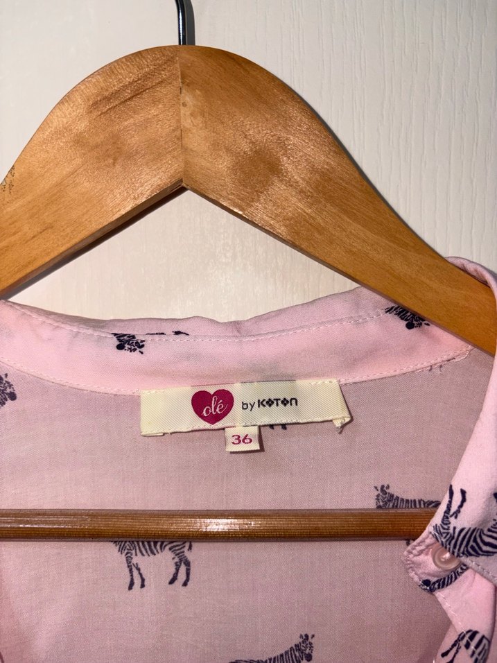 Koton Pembe Şifon Gömlek - Görsel 5