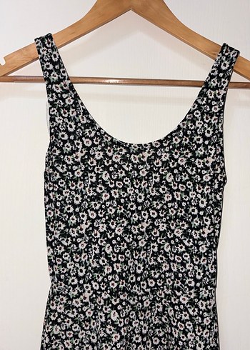 Siyah Midi V Yaka Dantel Detaylı Elbise - Görsel 2