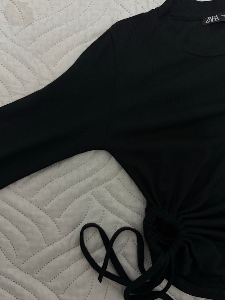 Siyah Zara Uzun Kollu Tişört - Görsel 5