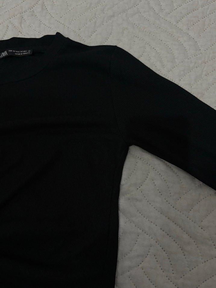 Siyah Zara Uzun Kollu Tişört - Görsel 4