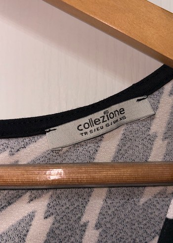 Siyah Beyaz V Yaka Midi Elbise - Görsel 4