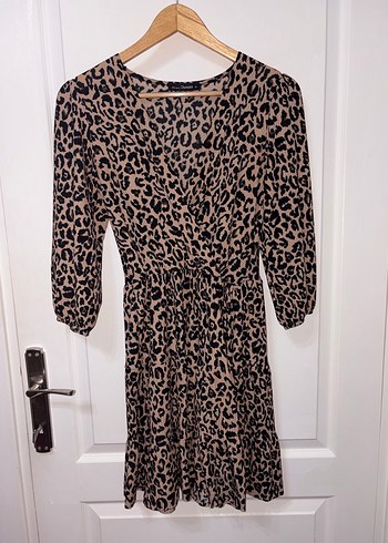 Leopar Desenli Uzun Kollu Midi Elbise - Görsel 2