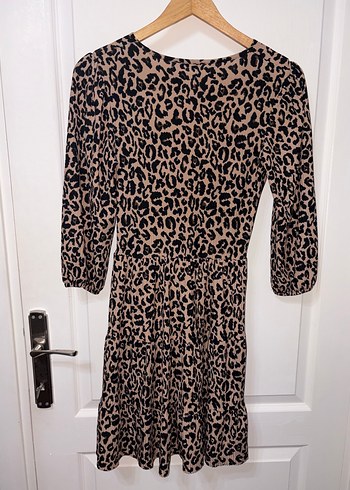 Leopar Desenli Uzun Kollu Midi Elbise - Görsel 4