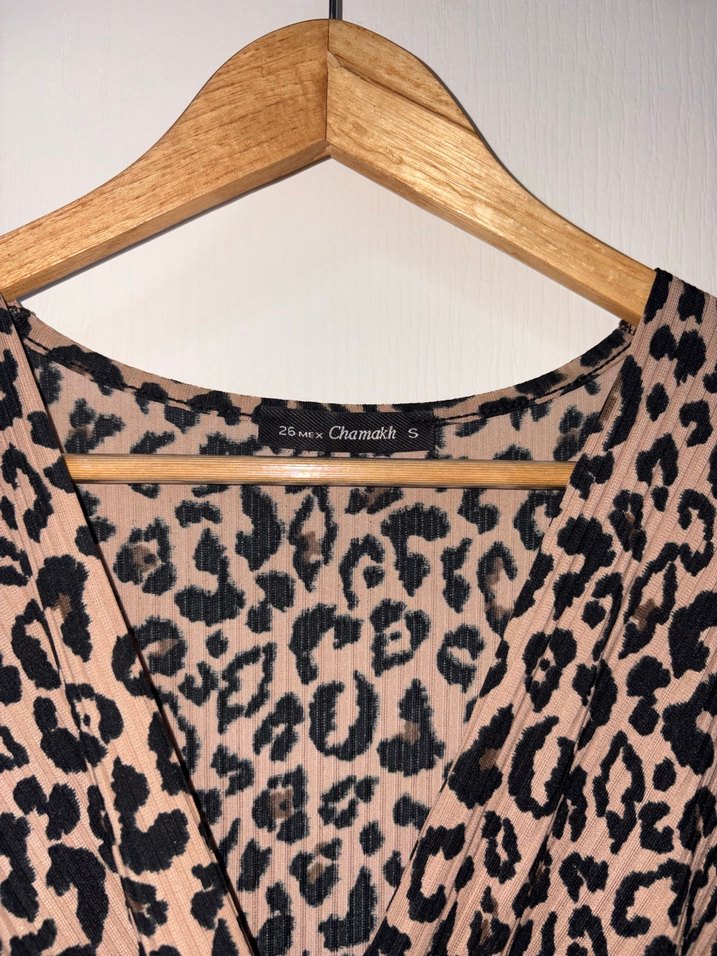 Leopar Desenli Uzun Kollu Midi Elbise - Görsel 5