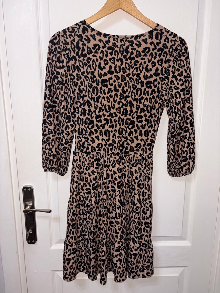 Leopar Desenli Uzun Kollu Midi Elbise - Görsel 4