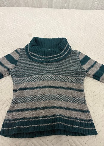 Bohem Gri Boğazlı Triko Kadın Kazak - Görsel 5