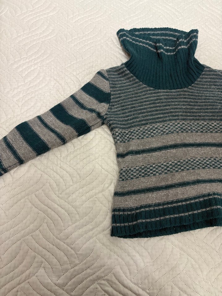 Bohem Gri Boğazlı Triko Kadın Kazak - Görsel 3