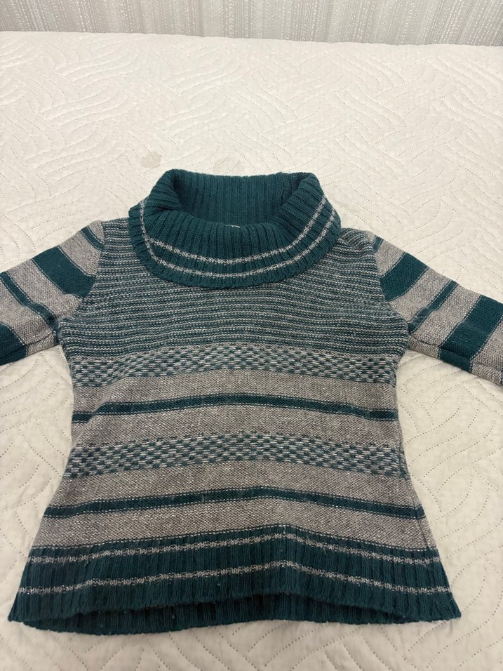 Bohem Gri Boğazlı Triko Kadın Kazak - Görsel 5