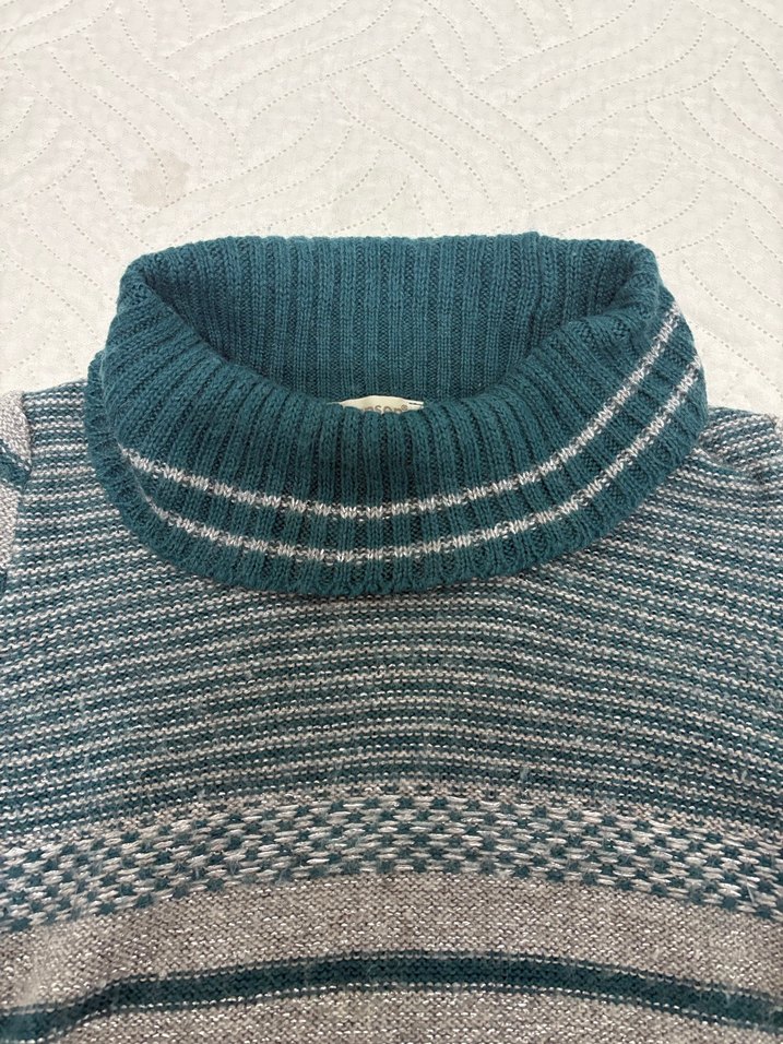 Bohem Gri Boğazlı Triko Kadın Kazak - Görsel 4