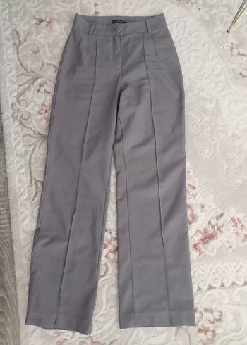 Trendyol & Milla Gri Regular Fit Keten Midi Pantolon