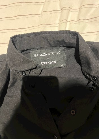 Sagaza siyah crop gömlek - Görsel 2