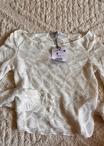 Bershka beyaz tül bluz