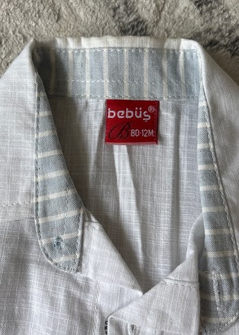 Erkek Bebek Keten Üçlü Takım Gri Çizgili - Görsel 3