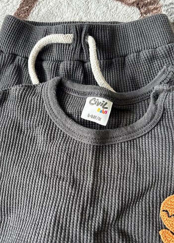 Nakışlı Örme Erkek Bebek Kısa Kollu Takım - Görsel 2