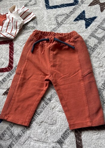 Turuncu Çizgili Erkek Bebek Kısa Kollu Takım - Görsel 2