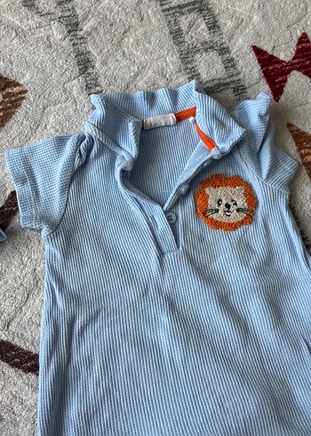 Mavi Kısa Kollu Erkek Bebek Tulumları - Görsel 2