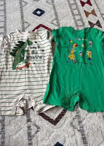 Erkek Bebek Renkli Kısa Kollu Tulum - Görsel 2