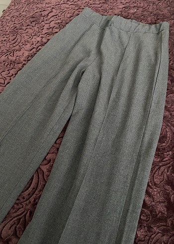 Gri Geniş Paça Pantolon - Görsel 7