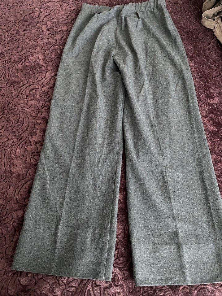 Gri Geniş Paça Pantolon - Görsel 5