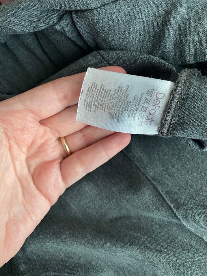 Gri Geniş Paça Pantolon - Görsel 4