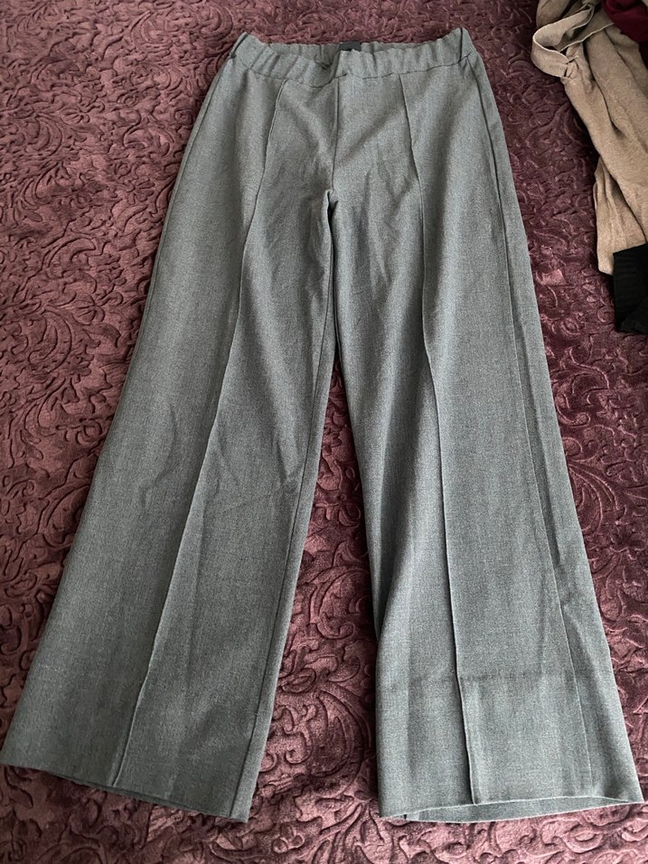 Gri Geniş Paça Pantolon - Görsel 2