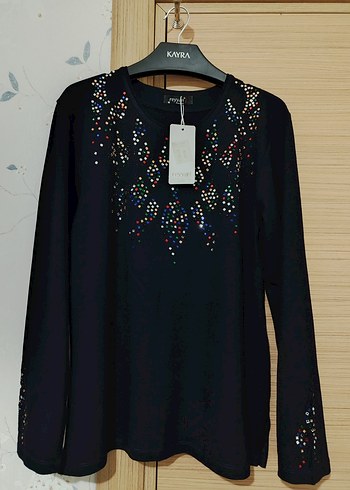 Lacivert Payetli  Bluz - Görsel 3