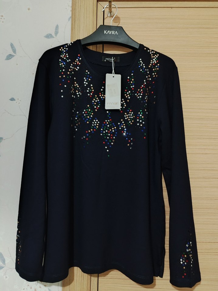 Lacivert Payetli  Bluz - Görsel 3