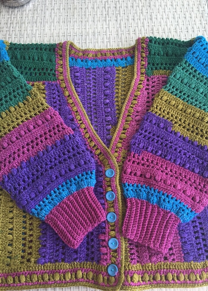 El örgüsü batik ip hırka - Görsel 3